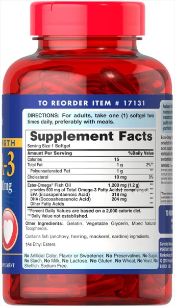 Рыбий жир Омега-3 Puritan's Pride (Omega-3 Fish Oil) 1200 мг 90 капсул