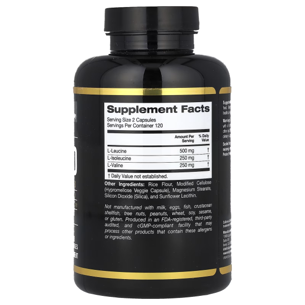 Мікронізовані ВСАА California Gold Nutrition (BCAA Micronized) 240 капсул