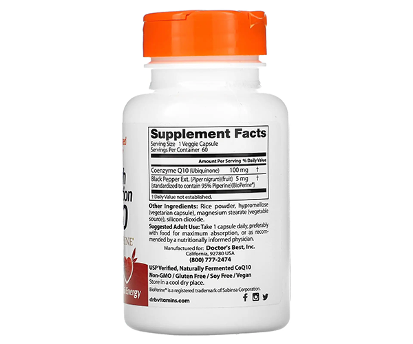 Коензим Q-10 з біоперином Doctor's Best (CoQ10 with Bioperine) 100 м 