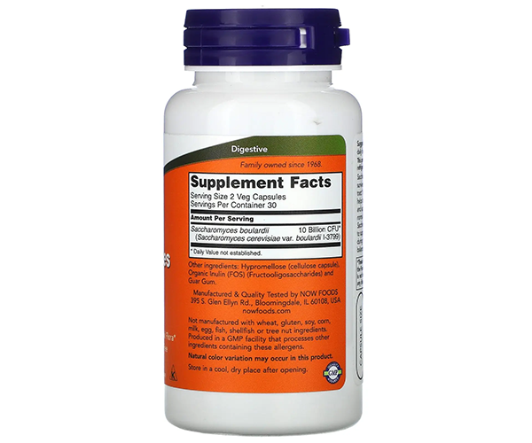 Пробіотик NOW Foods (Saccharomyces Boulardii) 5 млрд КУО 60 капсул