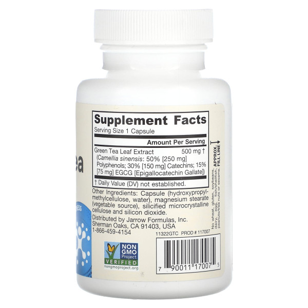 Зеленый чай Jarrow Formulas (Green Tea) 500 мг 100 капсул