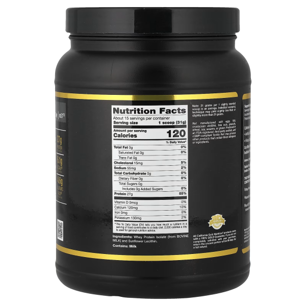 Изолят сывороточного протеина California Gold Nutrition (Whey protein isolate) 454 г