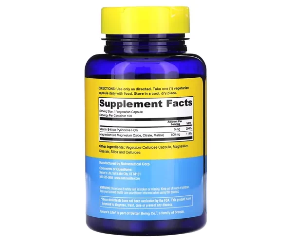 Магний с витамином В6 Nature's Life (Magnesium Vitamin B6) 500 мг 100 капсул