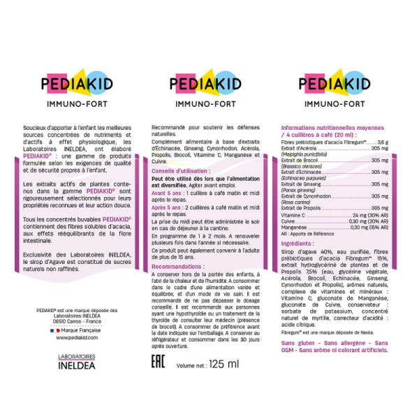 Сироп для детей для поддержки иммунитета Pediakid (Immuno-Fort) со вкусом голубики