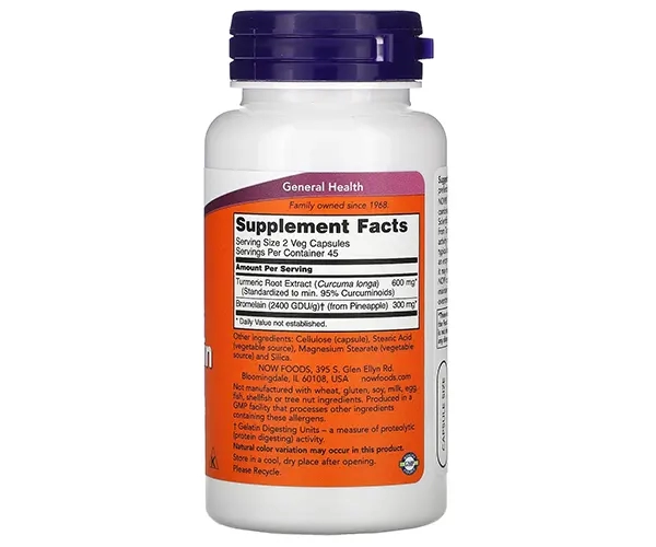 Куркума та бромелайн NOW Foods (Turmeric&Bromelain) 300 мг/150 мг 90 капсул
