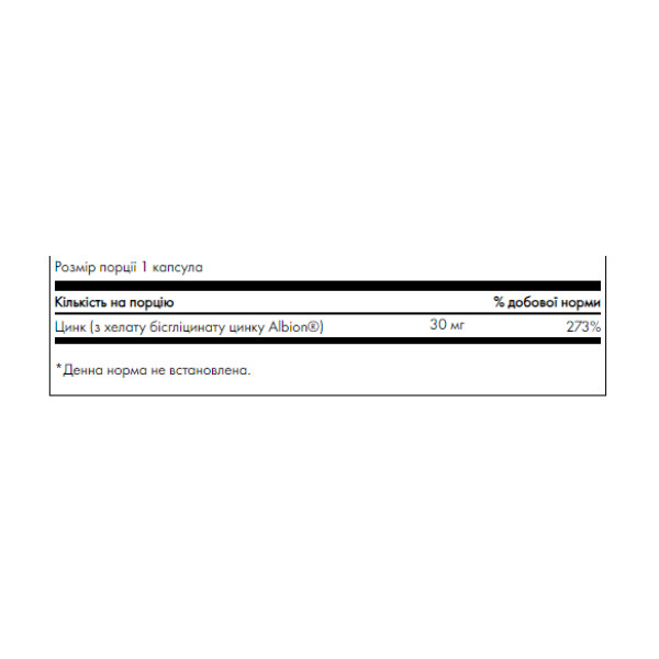 Цинк Swanson (Albion Zinc) 30 mg 90 капсул