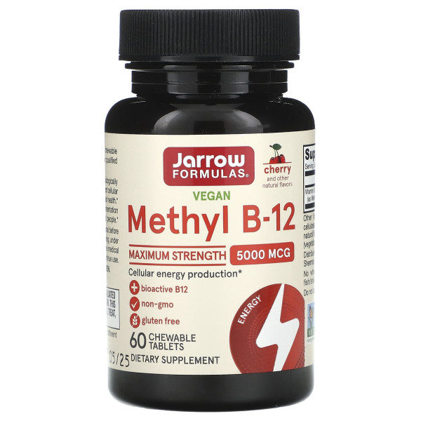 Вітамін В12 Jarrow Formulas (Methyl B12) 5000 мкг 60 льодяників зі смаком вишні