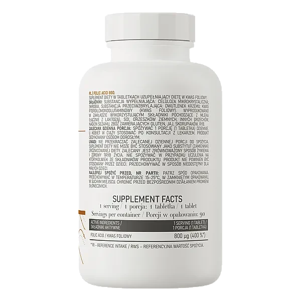 Фолієва кислота Ostrovit (Folic acid) 800 мкг 90 таблеток
