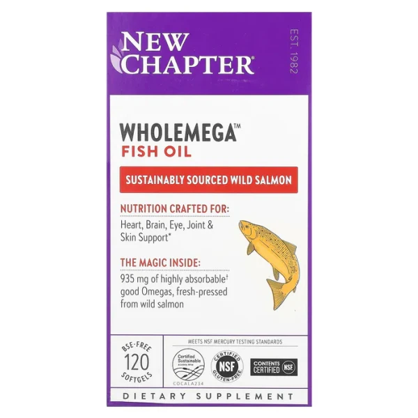 Жир аляскинского лосося New Chapter (Wholemega Extra Virgin) 1000 мг 120 капсул