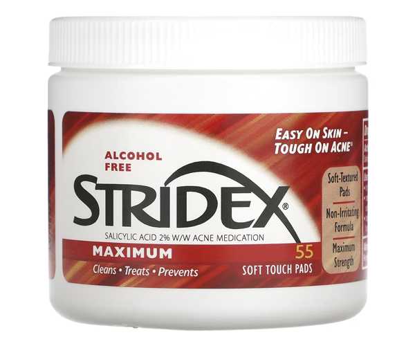Серветки від вугрів Stridex "Single-Step Acne Control Maximum" з 2% саліциловою кислотою