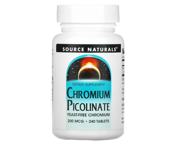 Піколінат хрому без дріжджів Source Naturals  (Chromium picolinate) 200 мкг 