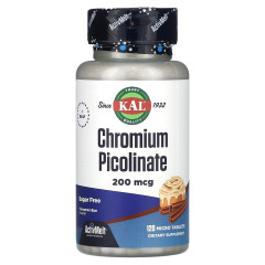 Пиколинат хрома KAL (Chromium Picolinate) 200 мкг 120 таблеток со вкусом булочки с корицей
