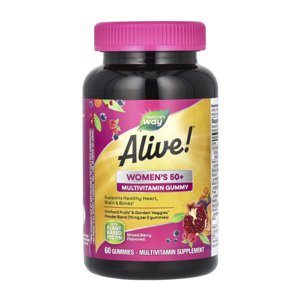 Жувальні мультивітаміни для жінок 50+ Nature's Way (Alive! Women's 50+ gummy) 60 жувальних цукерок зі смаком фруктів