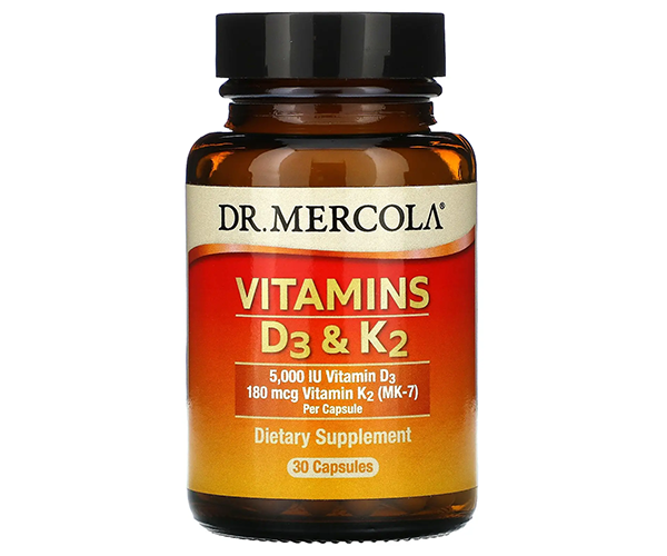 Вітаміни D3 і K2 Dr. Mercola  (Vitamin D3 & K2) 5000 МО / 180 мкг 