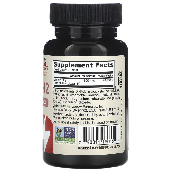 Вітамін В12 Jarrow Formulas  (Methyl B12) 500 мкг 100 жувальних таблеток зі смаком вишні