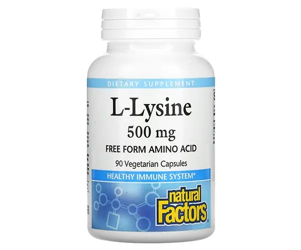 L-лизин L-Lysine Natural Factors 500 мг, 90 вегетарианских капсул 