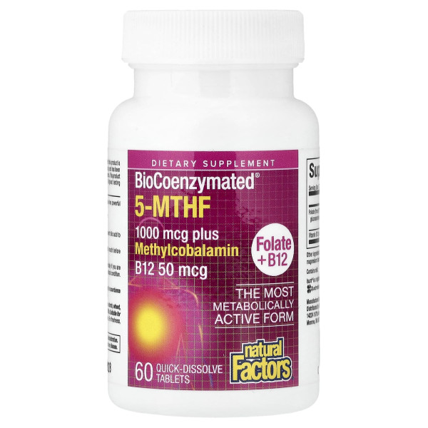 Метилфолат Natural Factors (BioCoenzymated Methylfolate) 1000 мкг 60 таблеток