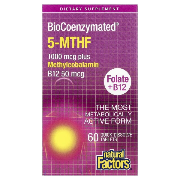 Метилфолат Natural Factors (BioCoenzymated Methylfolate) 1000 мкг 60 таблеток