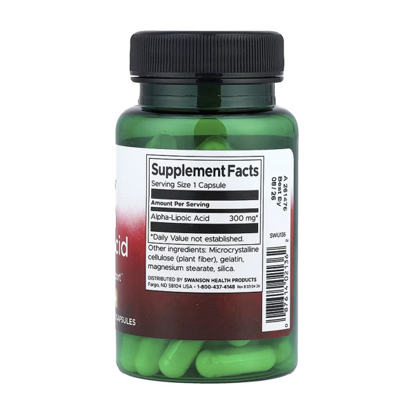 Альфа-липоевая кислота Swanson (Alpha Lipoic Acid) 300 мг 60 капсул