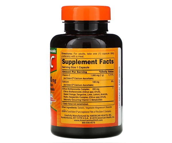 Ester-C з цитрусовими біофлавоноїдами American Health  (Ester-C with Citrus Bioflavonoids) 1000 мг/200 мг 90 капсул