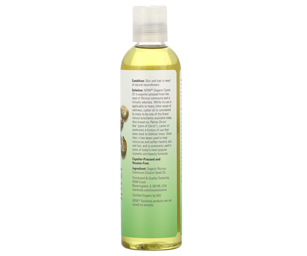 Сертифицированное органическое касторовое масло NOW Foods (Certified organic castor oil) 237 мл