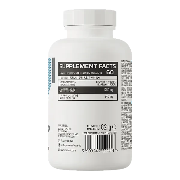 L Карнітин Ostrovit (L-Carnitine) 1250 мг 60 капсул