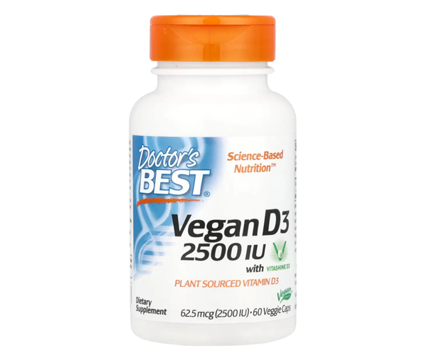 Веганский витамин Д3 Doctor's Best (Vegan D3 with Vitashine D3) 2500 МЕ 60 капсул