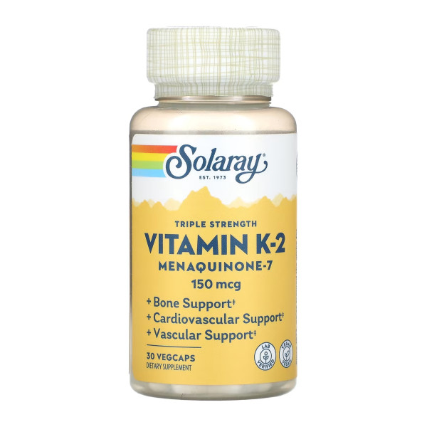 Витамин K2 тройной силы действия Solaray Triple Strength Vit K-2 MK-7 30 капсул