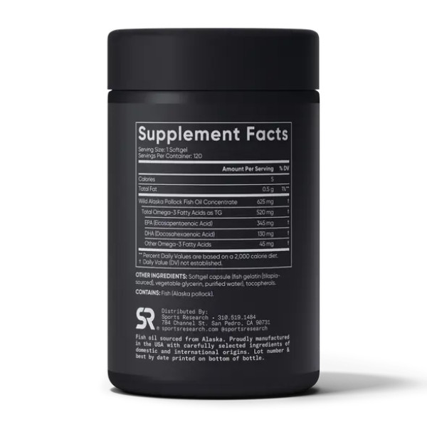 Омега-3 Риб'ячий Жир Аляска 625мг Sport Research (Omega-3 Fish Oil Alaska 625mg) 125 м'яких пігулок