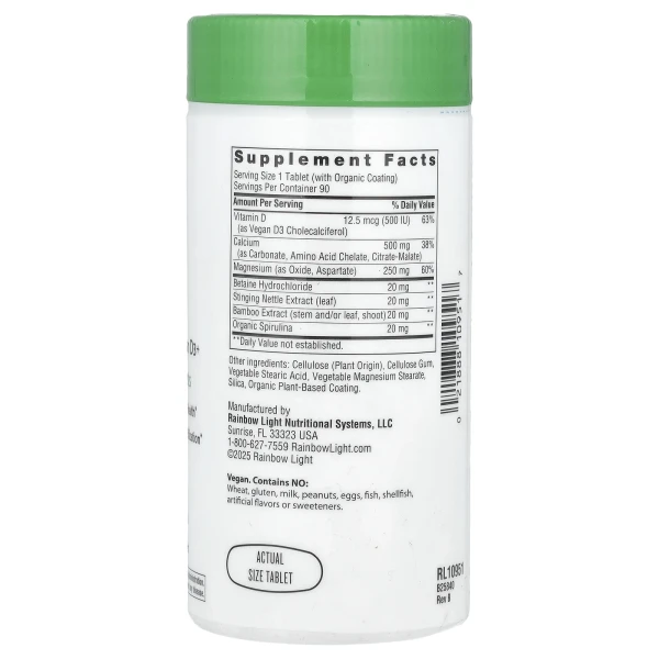 Кальций и магний с витамином D3 Rainbow Light (Calcium with Magnesium&Vitamin D3) 500 мг/250 мг/500 МЕ