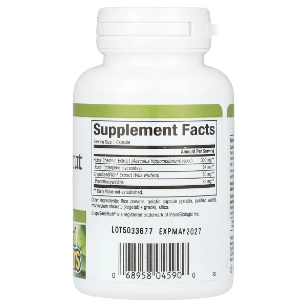 Екстракт кінського каштану та виноградних кісточок Natural Factors  (Horse Chestnut with GrapeSeedRich) 350 мг 60 капсул