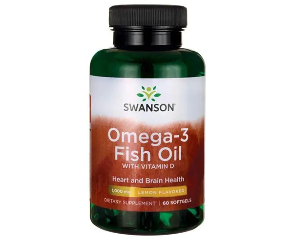 Омега-3 з вітаміном D Swanson  (Omega-3 Fish Oil with Vitamin D) 60 капсул зі смаком лимона