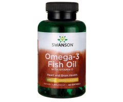 Омега-3 с витамином D Swanson (Omega-3 Fish Oil with Vitamin D) 60 капсул со вкусом лимона