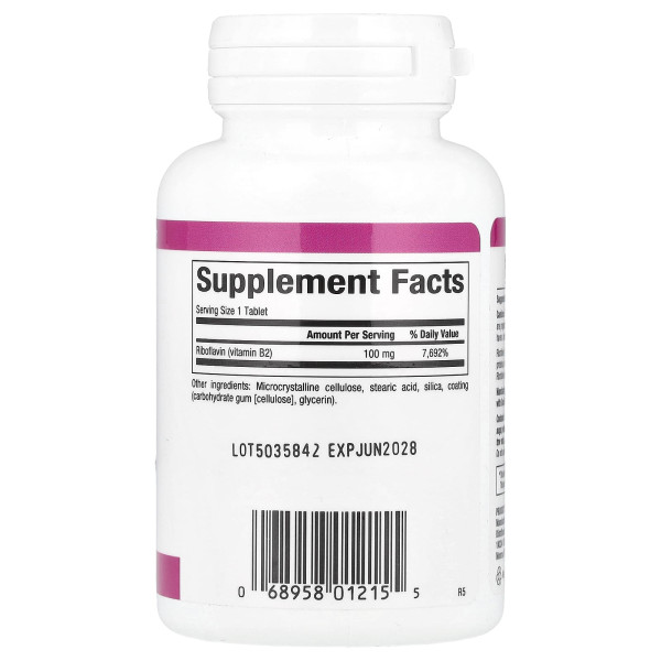 Рибофлавін вітамін B2 Natural Factors (Riboflavin Vitamin B2) 100 мг 90 таблеток