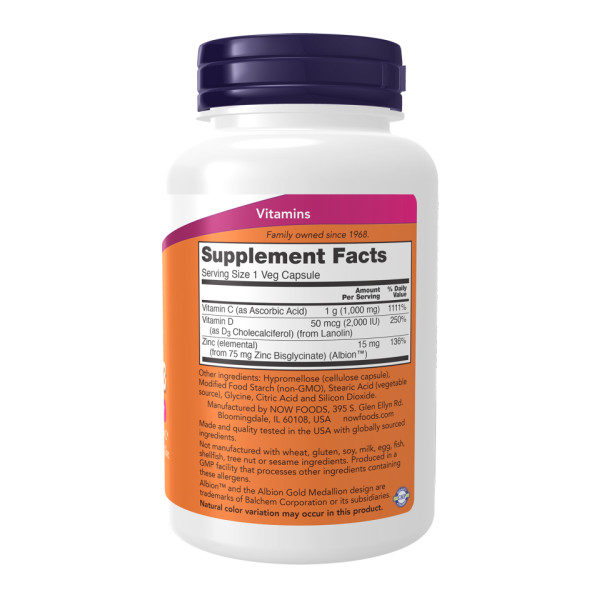Комплекс Цинк, C та Д3 Now Foods (C-1000 Zinc & D-3) 100 капсул