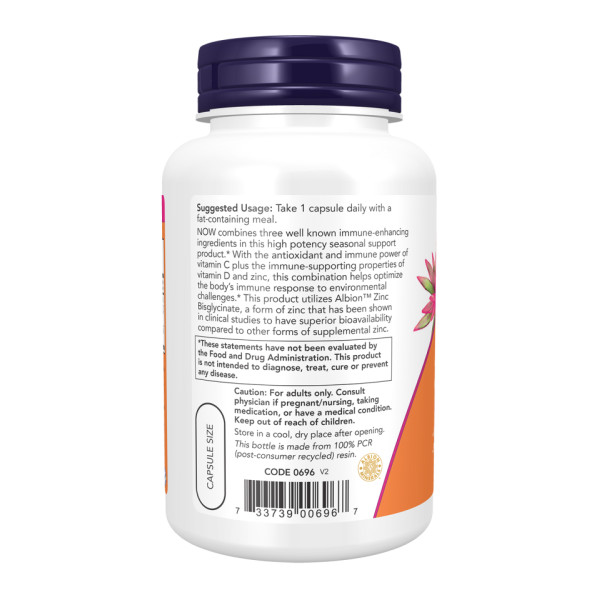 Комплекс Цинк, C та Д3 Now Foods (C-1000 Zinc & D-3) 100 капсул