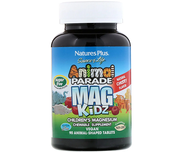 Магний для детей Natures Plus (Children's Magnesium Animal Parade) 50 мг 90 жевательных таблеток со вкусом вишни