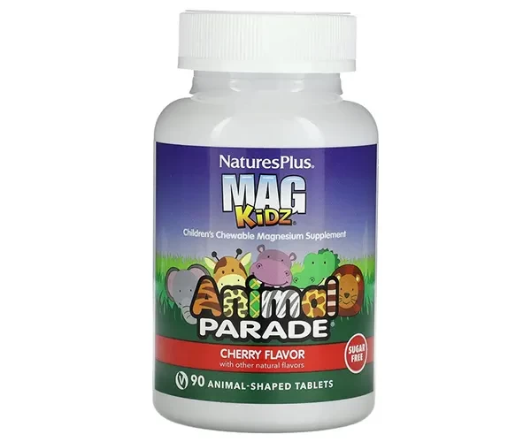 Магний для детей Natures Plus (Children's Magnesium Animal Parade) 50 мг 90 жевательных таблеток со вкусом вишни