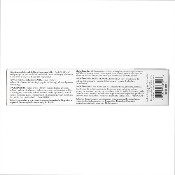 Зубна паста-гель з деревним вугіллям та м'ятою NOW Foods  (Toothpaste Gel charcoal refresh mint) 181 г