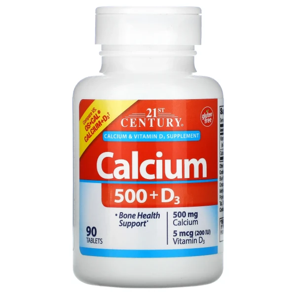 Кальцій+вітамін D3 21st Century (Calcium 500+Vitamin D3) 500 мг 90 таблеток