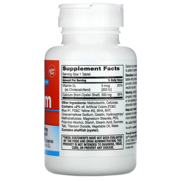Кальцій+вітамін D3 21st Century (Calcium 500+Vitamin D3) 500 мг 90 таблеток