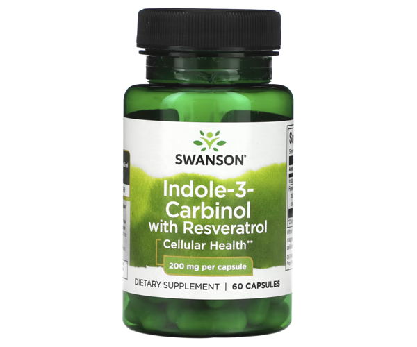 Індол 3 карбінол з ресвератролом Swanson (Indole-3-Carbinol with Resveratrol) 200 мг 60 капсул
