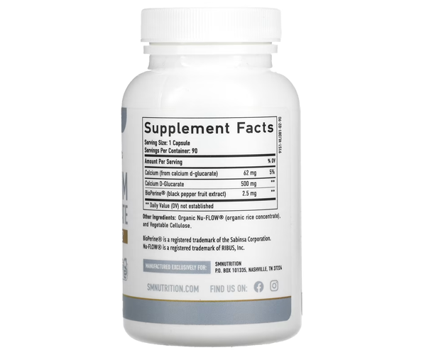 Кальций SMNutrition  (Calcium D-Glucarate + BioPerine) 500 mg 90 капсул