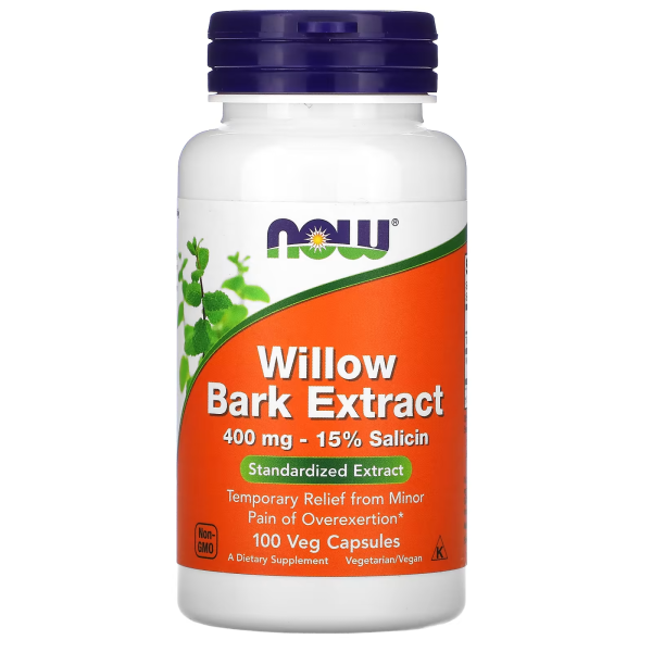 Экстракт коры белой ивы NOW Foods (Willow Bark Extract) 400 мг 100 капсул