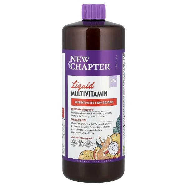 Жидкие мультивитамины для всей семьи New Chapter (Vegan Liquid Multivitamin for the Whole Family) 887 мл со вкусом апельсин-манго