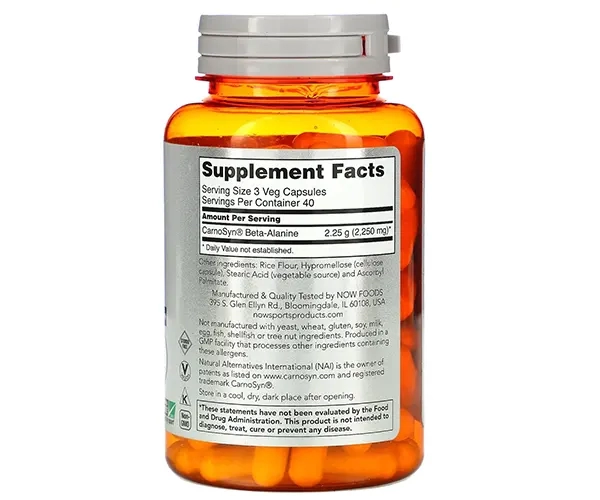 Бета-Аланін NOW Foods  (Beta-Alanine Sports) 750 мг 120 капсул