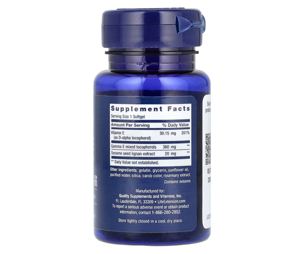 Гамма E Змішані Токофероли Life Extension (Gamma E Mixed Tocopherols) 60 капсул