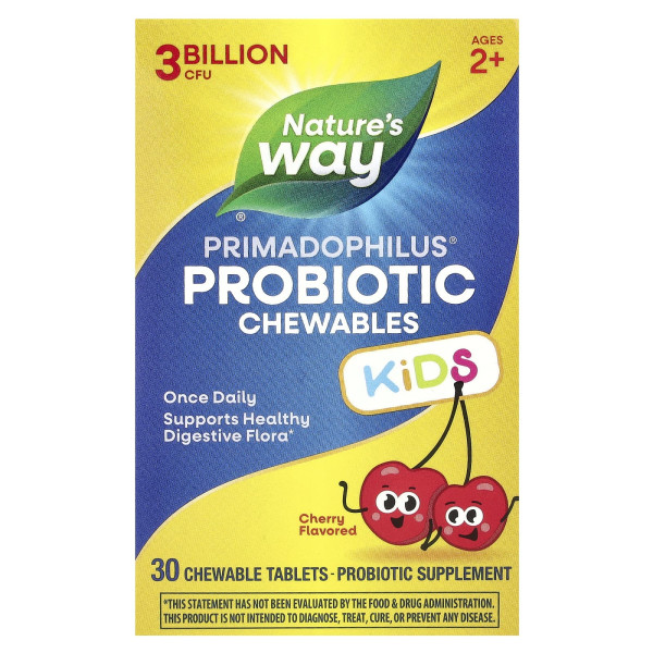 Пробиотик для детей Nature's Way (Primadophilus kids) 3 млрд КОЕ 30 жевательных таблеток
