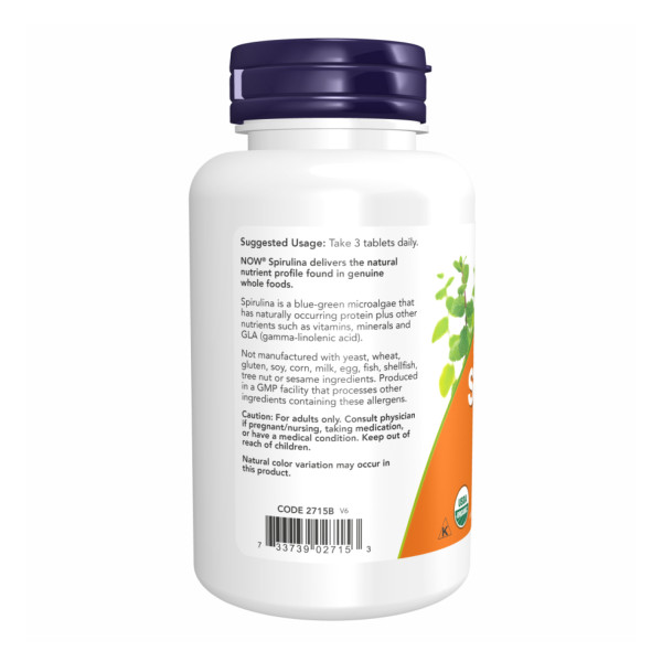 Сертифікована органічна спіруліна Now Foods (Spirulina) 1000 мг 240 таблеток