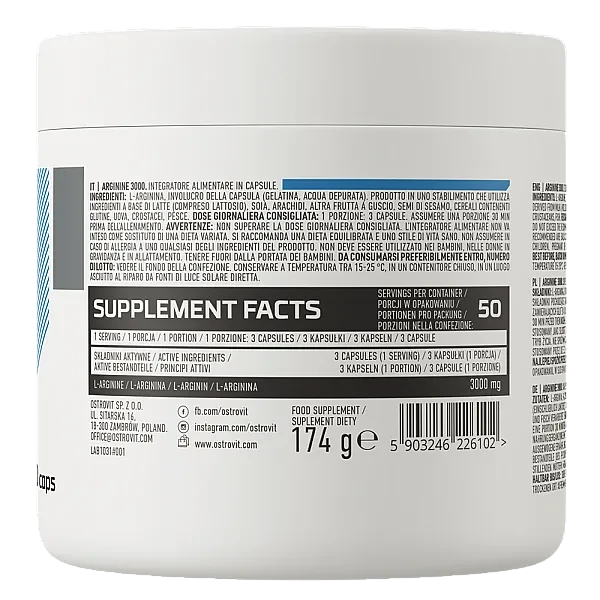 Аргінін Ostrovit  (L-Arginine) 3000 мг 150 капсул
